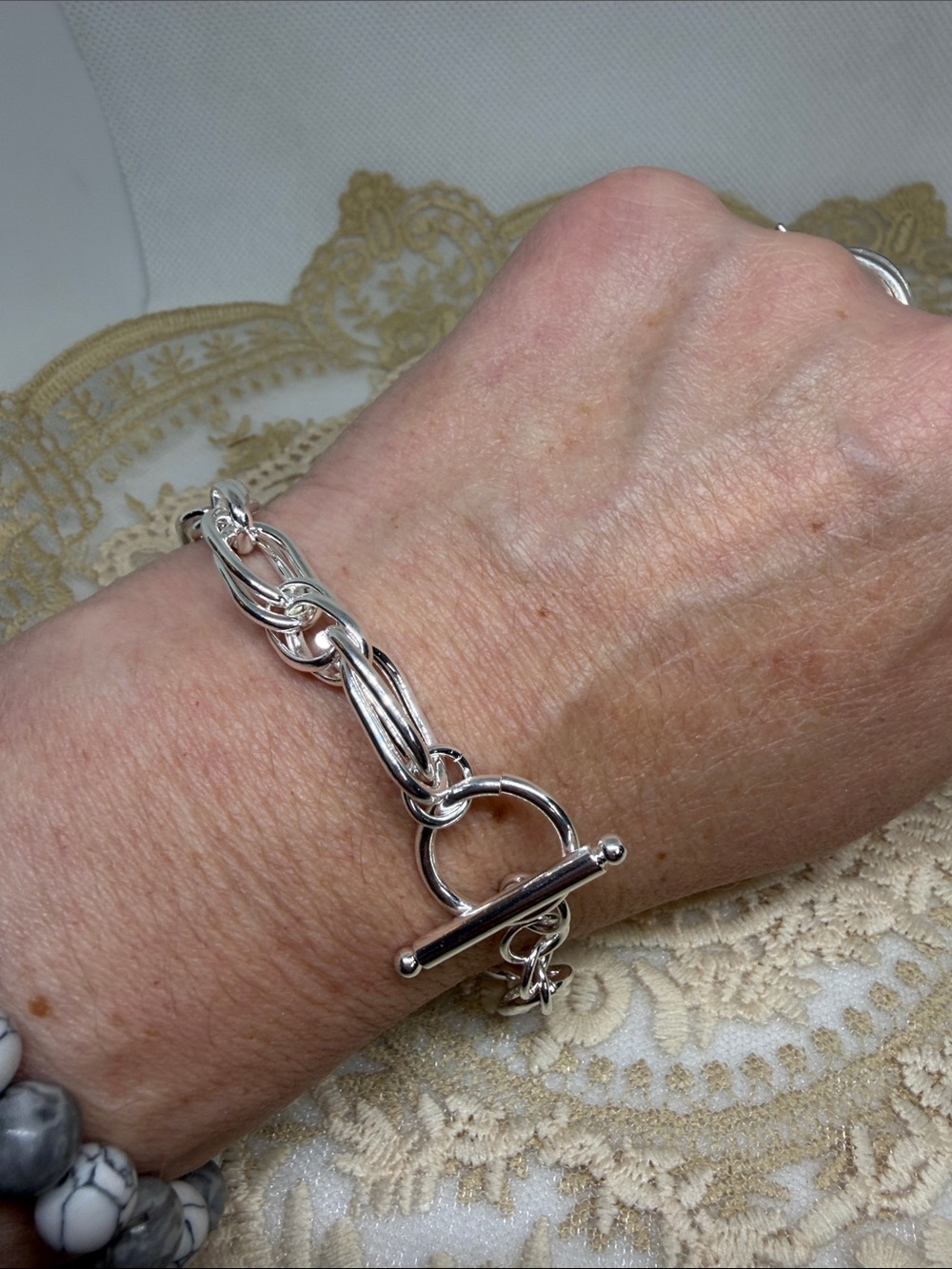925 Sterling Silver Toggle Link Heavy Polished Chain Bracelet | Quiet Luxury